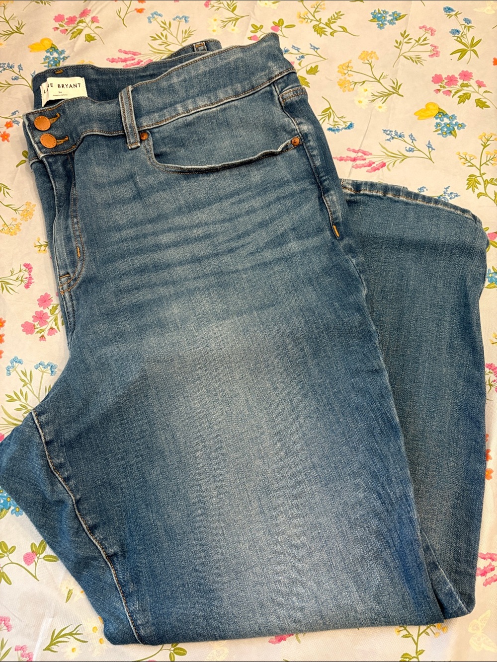 Lane Bryant High Rise Tighter Tummy Skinny Blue Denim Jeans Size 24